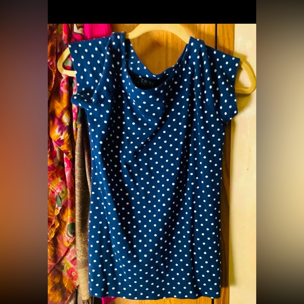 Lauren Ralph Lauren navy polka dot blouse